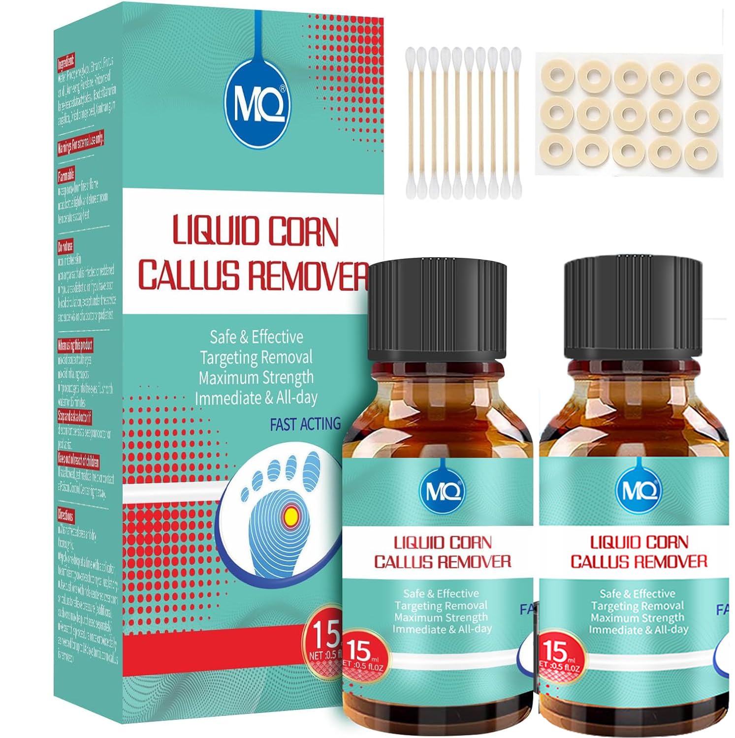 MQ 2Pcs RIMOZIONE LIQUIDA DI VERRUCHE E CALAMBRE, 15ml Rimuovi Verruca, Soluzione Contro Calli e Duroni, Rimuovi Calli, Rimuovi Verruche, Alleviamento del Dolore da Mais e Cura dei Piedi