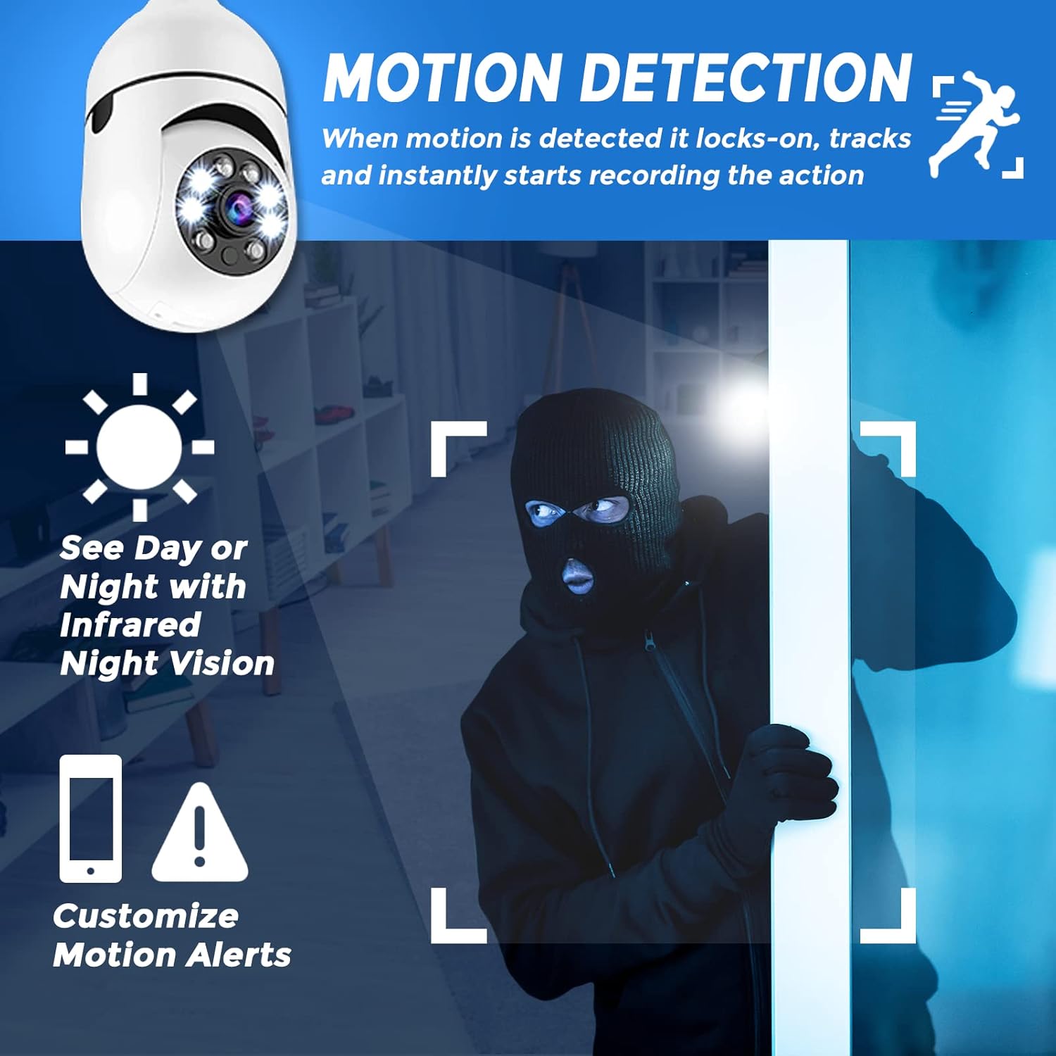 Image showing motion detection, night vision, and customizable motion alerts.