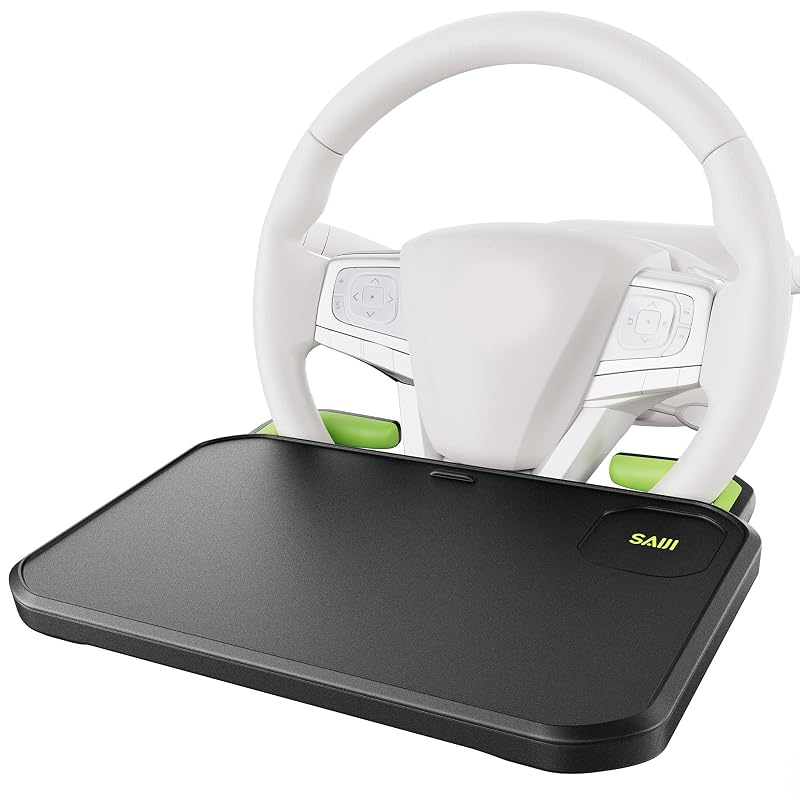Bandeja de Volante para Carro SAIJI Y3 com Encaixe Retrátil, Porta-Copos e Superfície em ABS