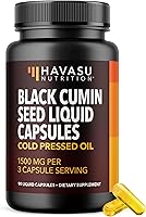 Vista 1 de Cápsulas de aceite de semilla negra prensado en frío - Suplemento de 1500 mg de comino negro para la función inmune, apoyo digestivo y salud general