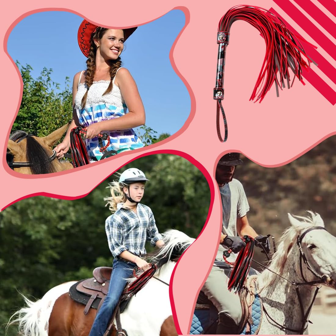 1 Pieza Fusta Caballo, Latigo Cuerode Cuero Artificial Suave,Fusta Caballo Herramienta de Entrenamiento, Accesorios para Disfraces, Cultivo para Montar a Caballo para Deportes al Aire Libre