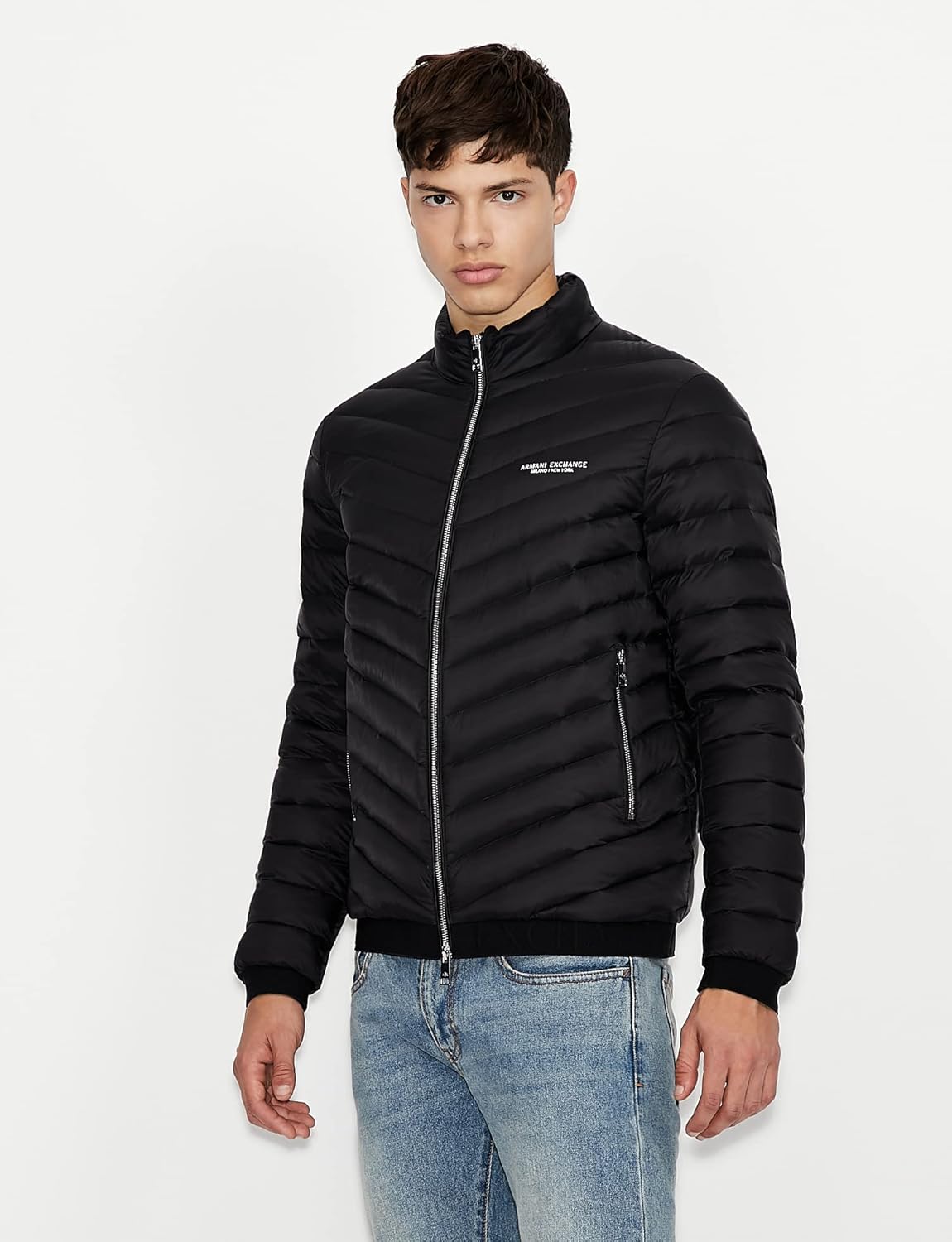 Armani Exchange mens Quilted Down Milano/New York Logo Zip-up Jacket - Image 5