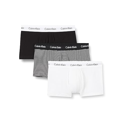 Immagine del prodotto Calvin Klein Boxer Uomo Confezione da 3 Low Rise Trunks Cotone Elasticizzato, Multicolore (White/B&W Stripe/Black), XL