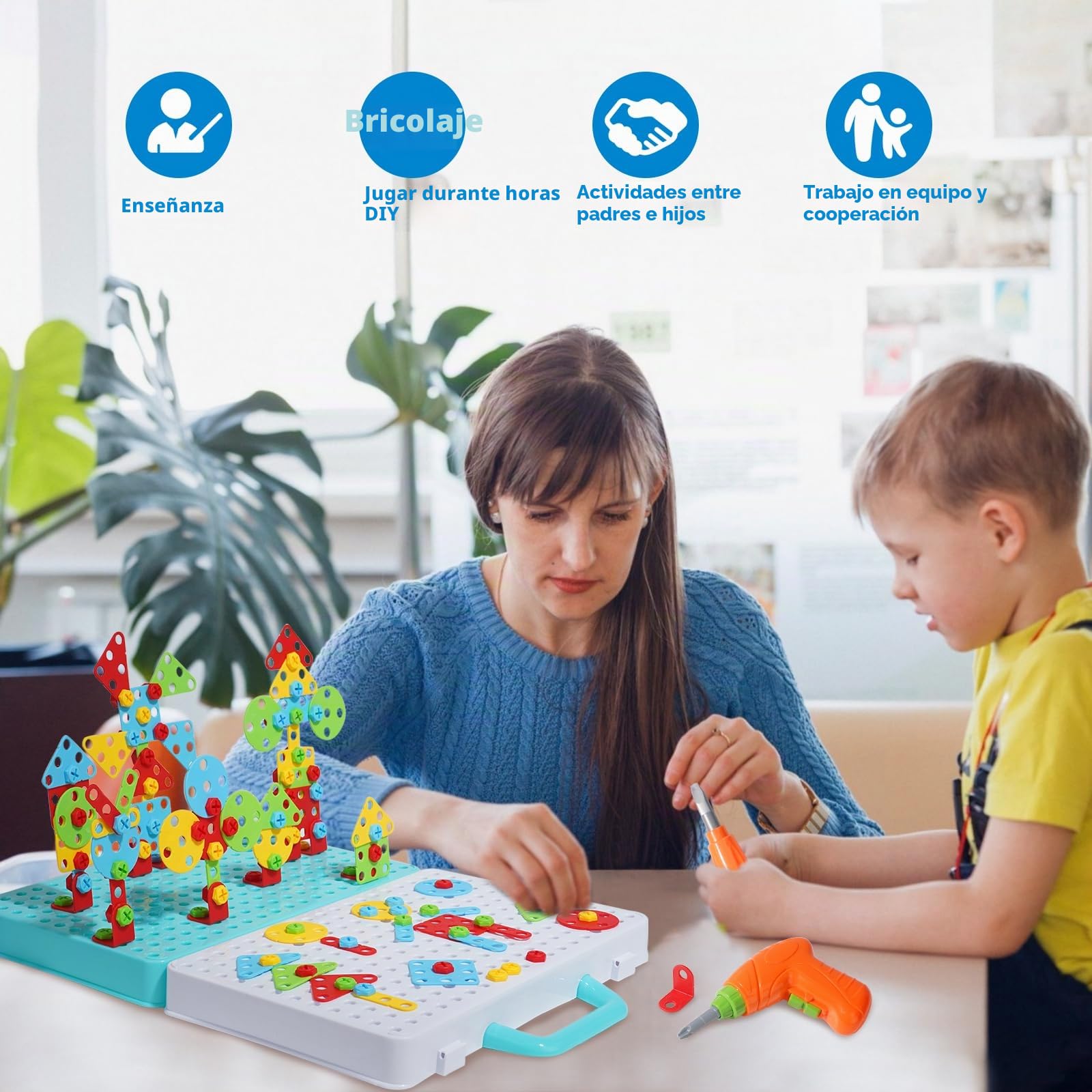 Ark miido Juguetes Niños 3 4 5 6 Años Herramientas Juguete Puzzles 3D Construcciones para Niños Manualidades con Taladro Eléctrico Mosaicos 399 Pcs Juegos Educativos Regalos Juegos de Mesa