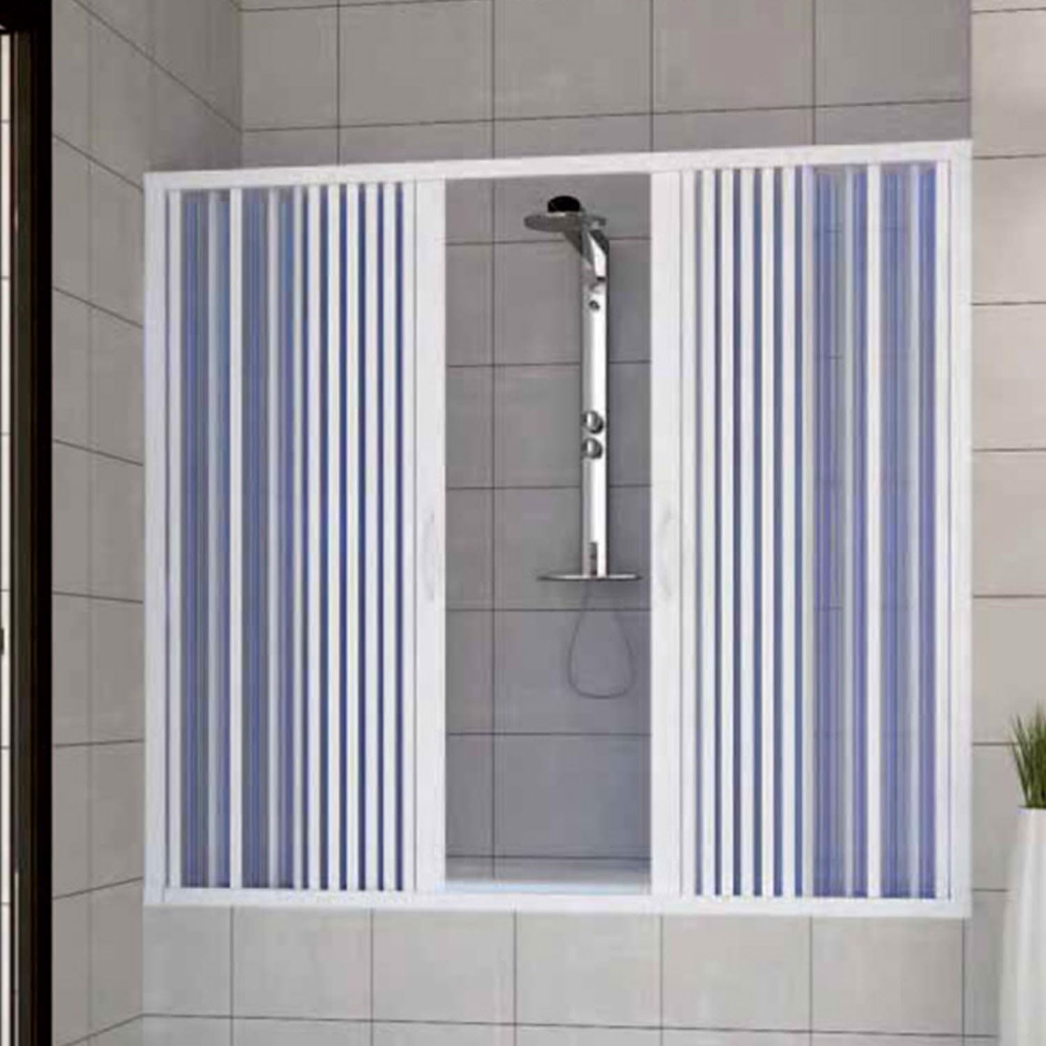 ROLLPLAST PINTO Puerta Mampara de bañera 170 CM de PVC Mod. Nina con Apertura Central