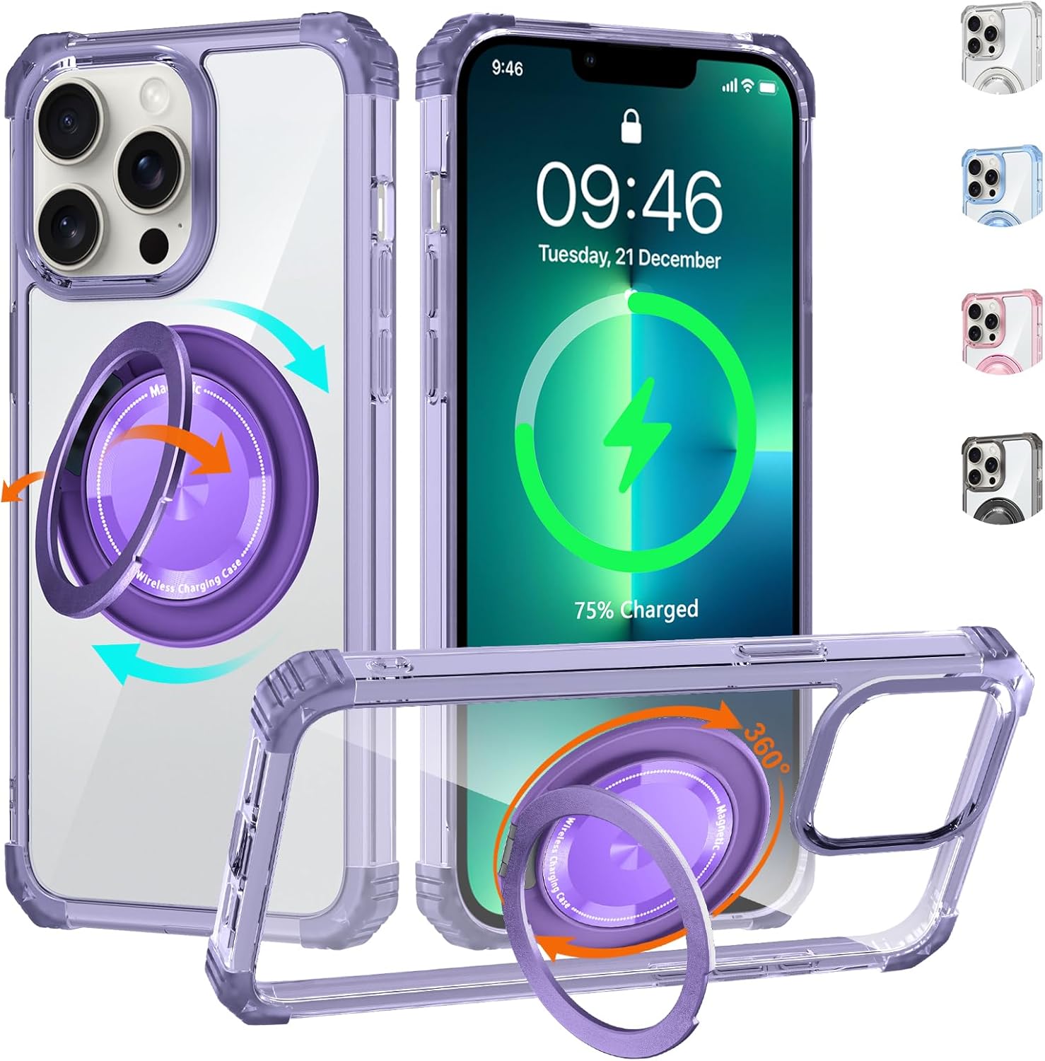 WPCase Clear Case for iPhone 13 Pro Case with 360