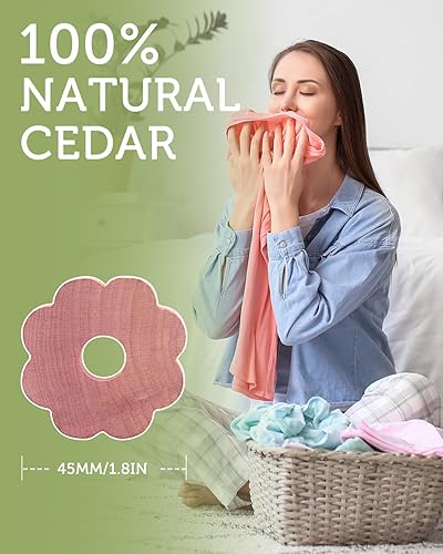 Miniatura 5 de Aryiten Bloques de cedro para almacenamiento de ropa, bolas de cedro con aroma aromático, flores de madera para almacenamiento de ropa, armarios y