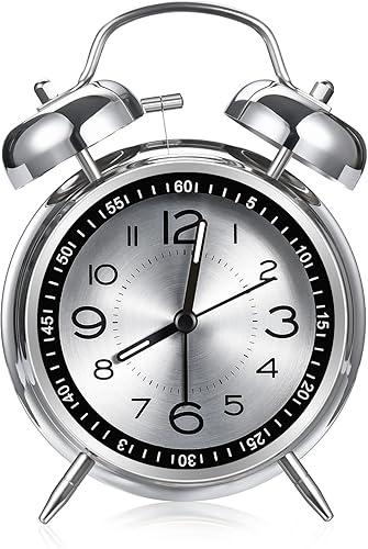 Miniatura 2 de Cadmos Reloj despertador alto para adultos que duermen pesadamente, retro de 4 pulgadas, silencioso, sin tictac, de cuarzo, con luz de fondo, doble