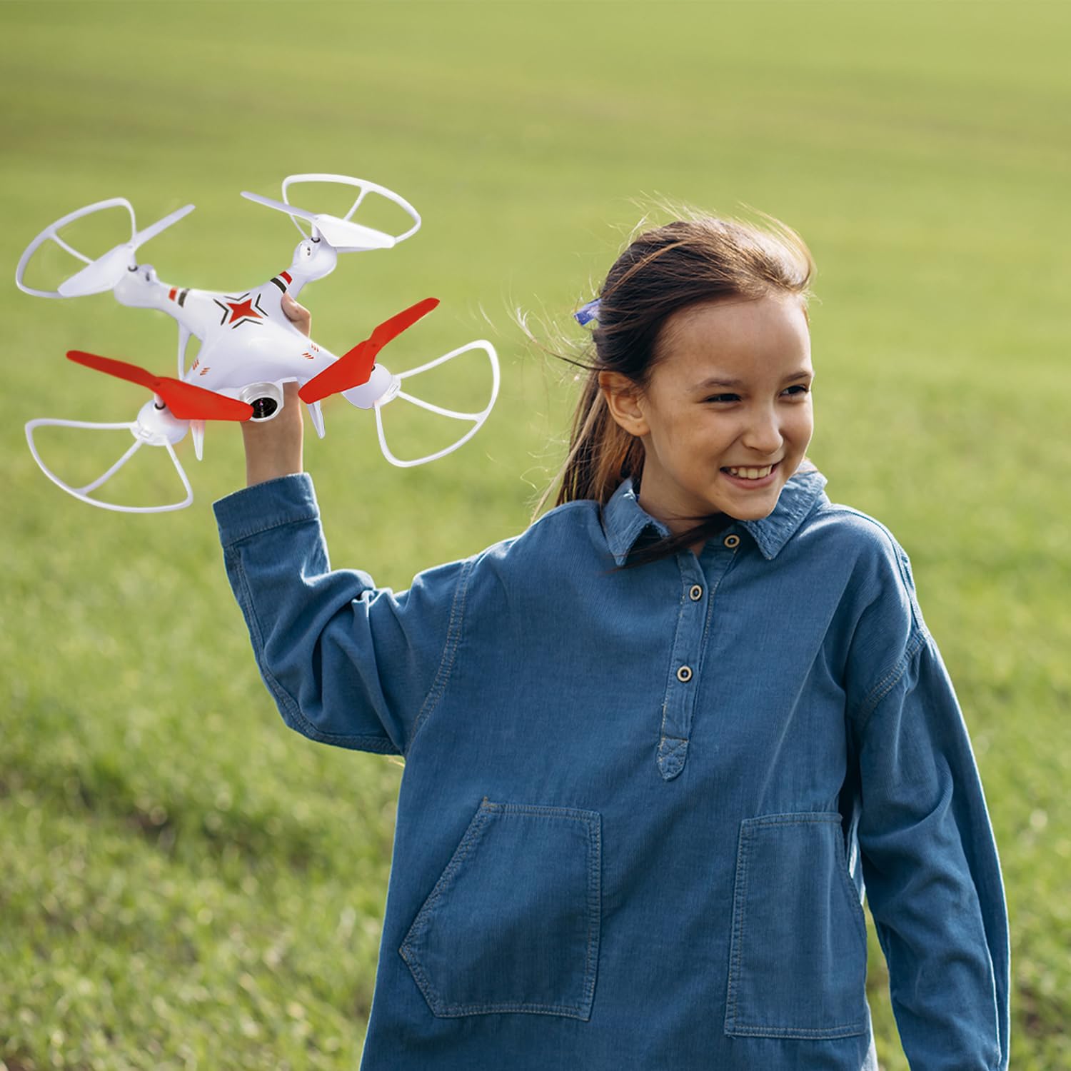 Flycam | Dron dla dzieci | Dron z kamerą dziecięcą i wideo | 3-biegowe drony sterowane radiowo, autolooping, automatyczny obrót | Kompatybilny z okularami wirtualnej rzeczywistości
