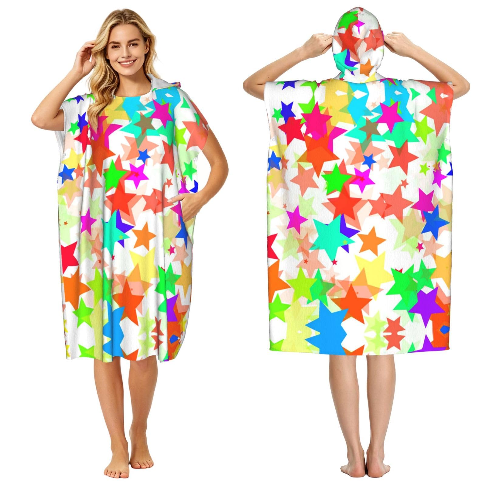 Poncho de surf léger pour l'été et la natation à motif étoiles