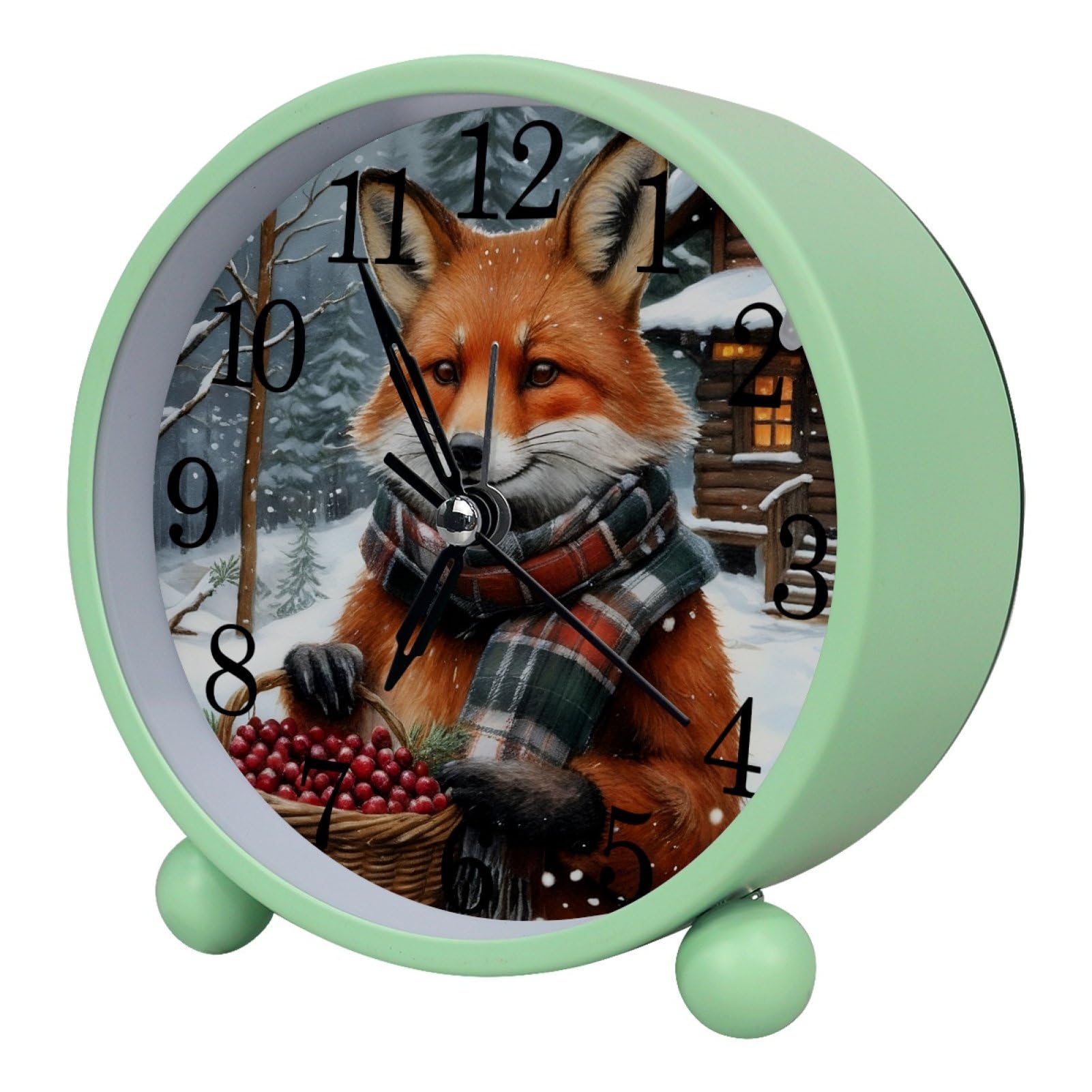 etoenbrc 10.9" Alarm Clock for Kids,Small Battery Operated Clock, Slient Plastic Table Clock for Living Room Decor,Bedroom,Office, Fox Pattern