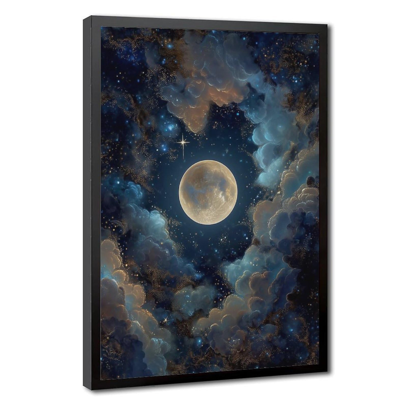 Bareronor Celestial Moon Poster Canvas Poster Bedroom Decor Landscape Office Room Decor Gift 24" L X 36" W