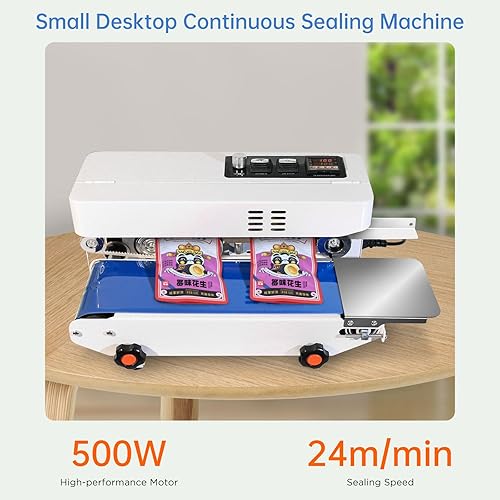 Miniatura 4 de Máquina selladora térmica comercial, máquina automática de sellado continuo de bandas de bolsas con control digital de temperatura, velocidad