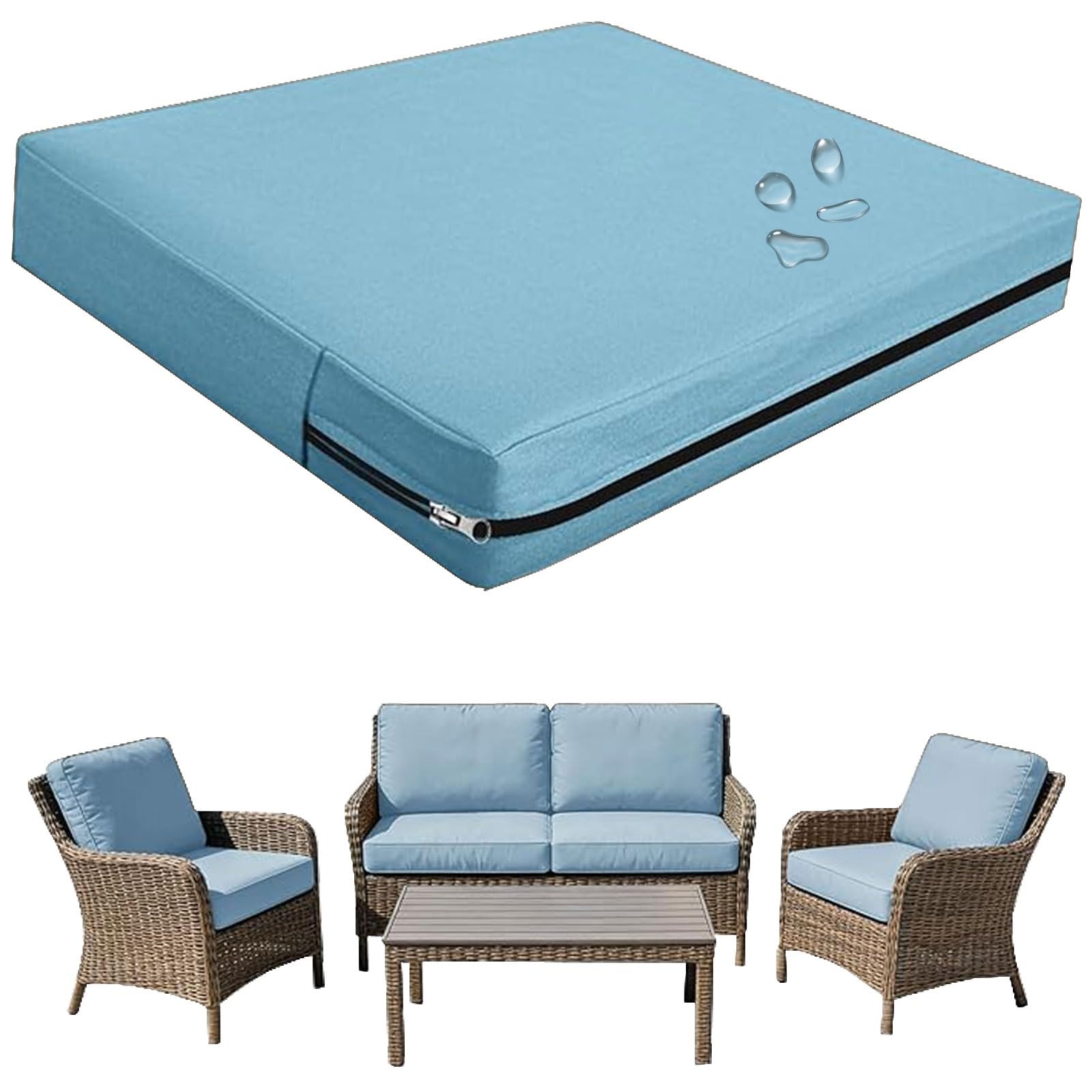Replacement Outdoor Cushion Covers Waterproof, 65x65 60x60 50x50cm set of 6/4/2/1 Garden Sofa Seat Cushion Slipcover With Zipper for Chairs, Patio and Rattan furniture(Color10,55x45x10cm (1pc))