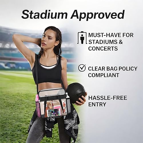 Miniatura 2 de Bolsa de mano transparente Oraben aprobada por el estadio 12 x 6 x 12 Bolsa de estadio para trabajo, deportes, juegos, gimnasio