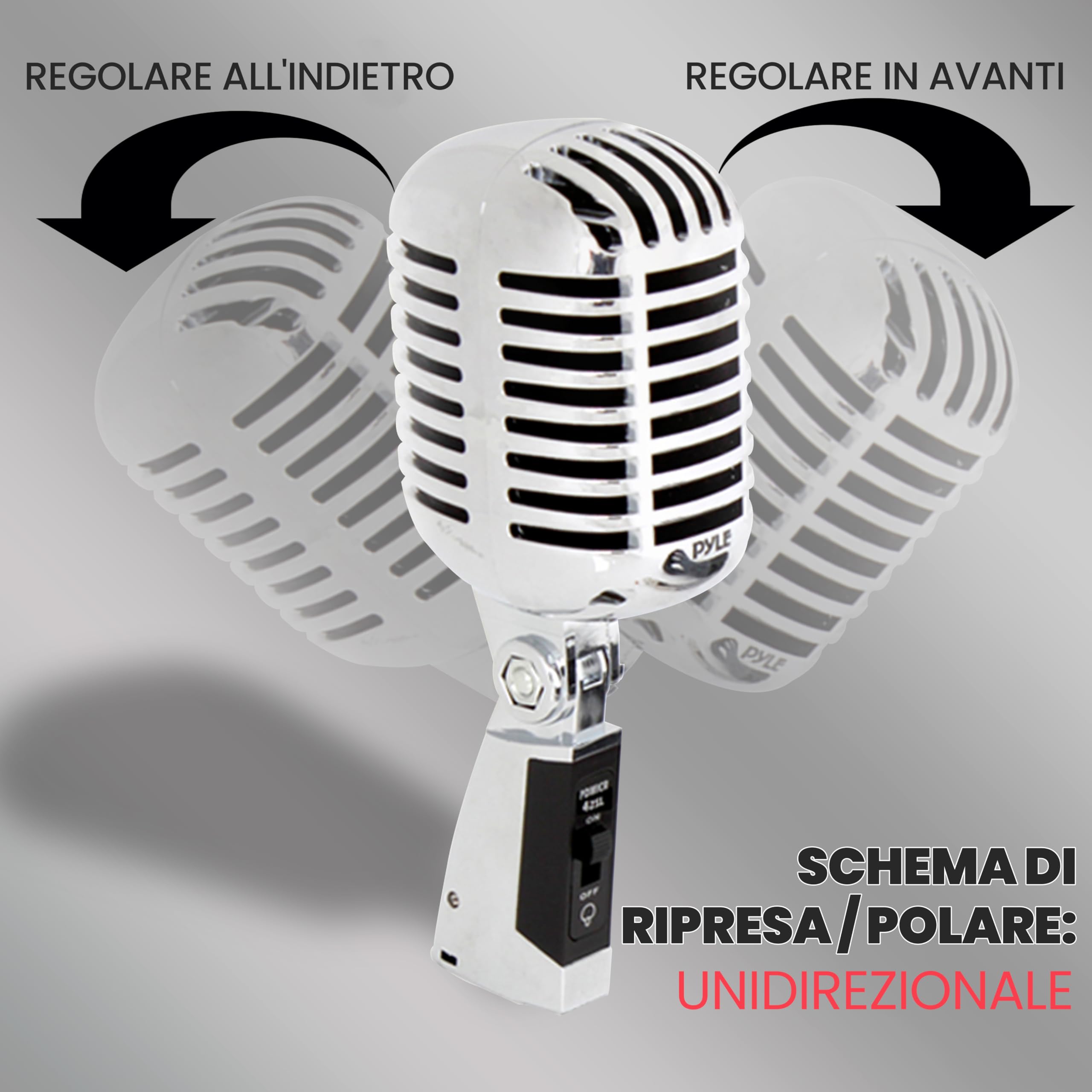 Pyle Microfono Dinamico Retro Classico, Microfono Cardioide Vintage con Cavo XLR, Compatibile con Supporto Universale, per Performance Live