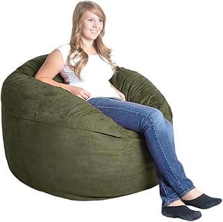SLACKER sack 4-Feet Foam Microsuede Beanbag Chair, Big, Olive Green