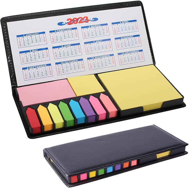 2000 Pcs Sticky Note Set, Self Sticky Page Markers with PU Box, Colored Index Notepad Writable File Flags Tabs for Planner Notebook