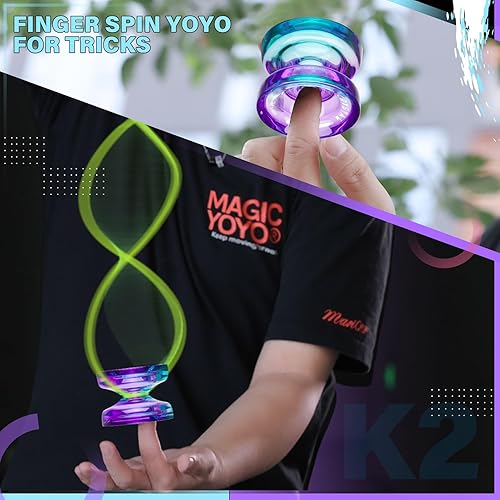 Miniatura 3 de MAGICYOYO Yoyo K2 Crystal Responsive para niños principiantes con rodamiento Yo Yo Yo extra insensible, truco profesional de plástico para adultos +