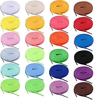 Shoe Laces 24 Pairs Multi-colors Flat Shoelaces 47inch Colored Shoe Laces Alternative Sneakers & Running Shoelaces Strings for Sneakers Boots Skates for Adult & Kids