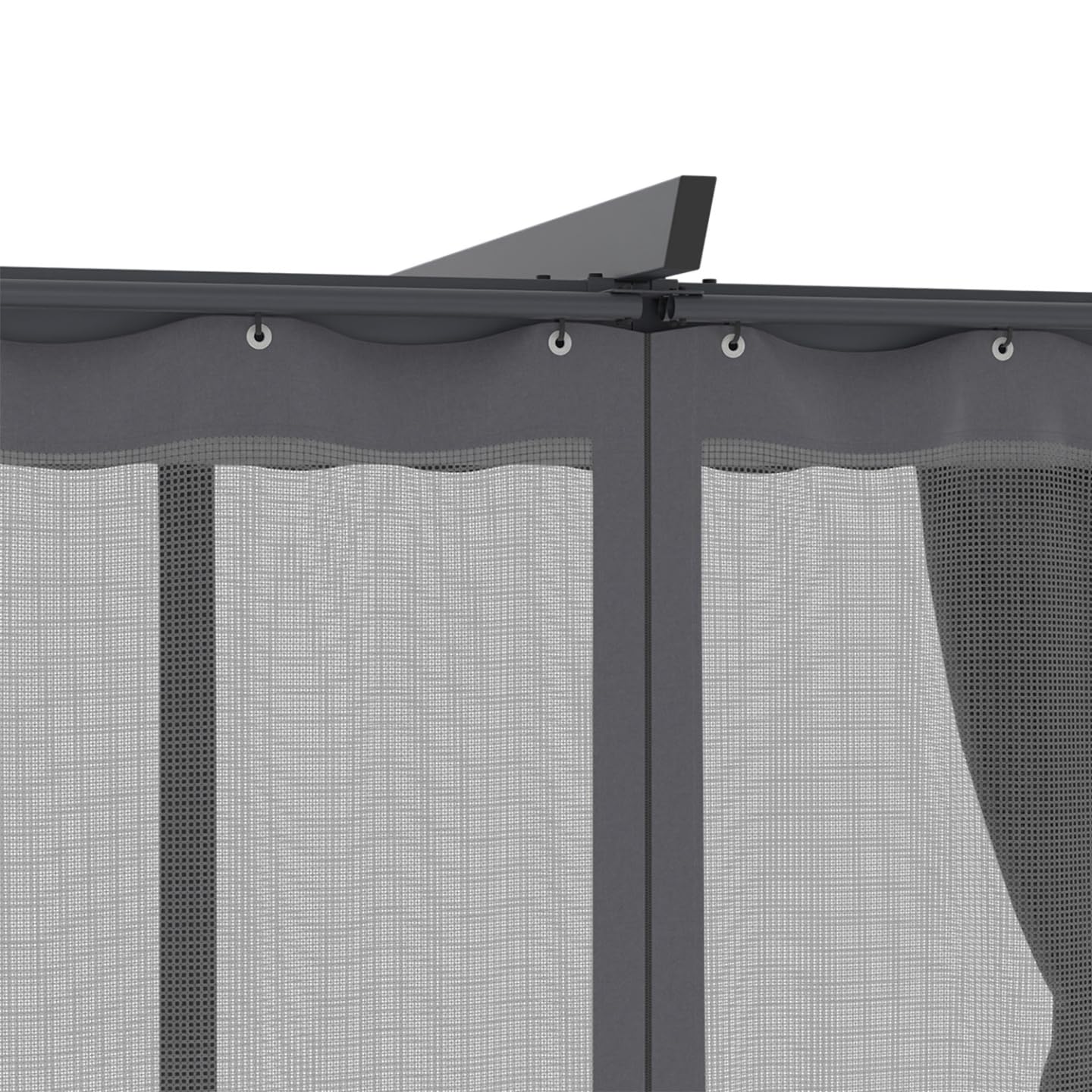 IDMarket - Pergola édition intégrale moustiquaire Toit rétractable 3x4M et 4 Rideaux Gris