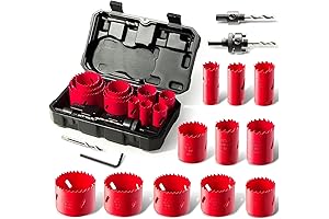 HYCHIKA Hole Drill Bit Set 17 Piece Bi-Metal Wood Cutting Hole Saw Kit with Mandrels