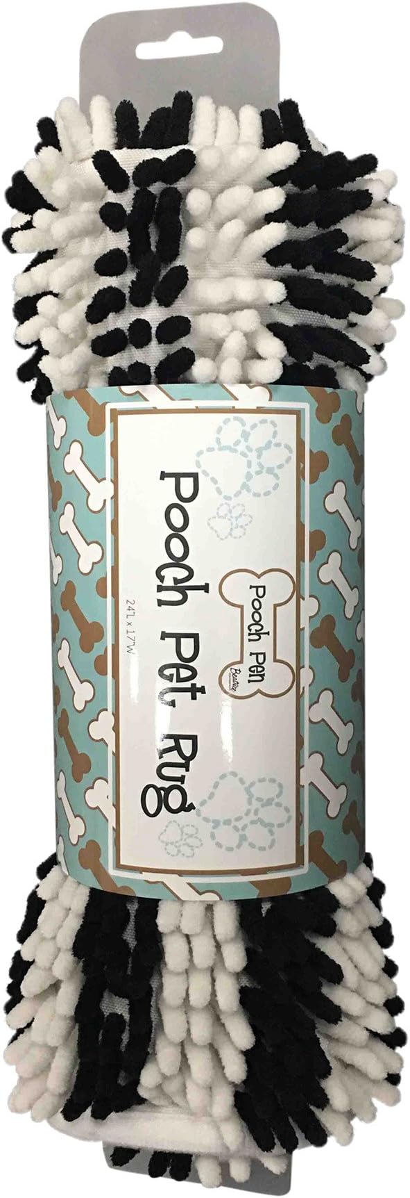 Dog Cat Pet Absorbent Microfiber Chenille Rug (24"x17", Black/White)