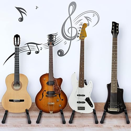 Miniatura 6 de Sadnyy Soporte de guitarra plegable de 3 piezas con bloqueo antideslizante de goma, brazos de espuma suave para acústica clásica, la mayoría de
