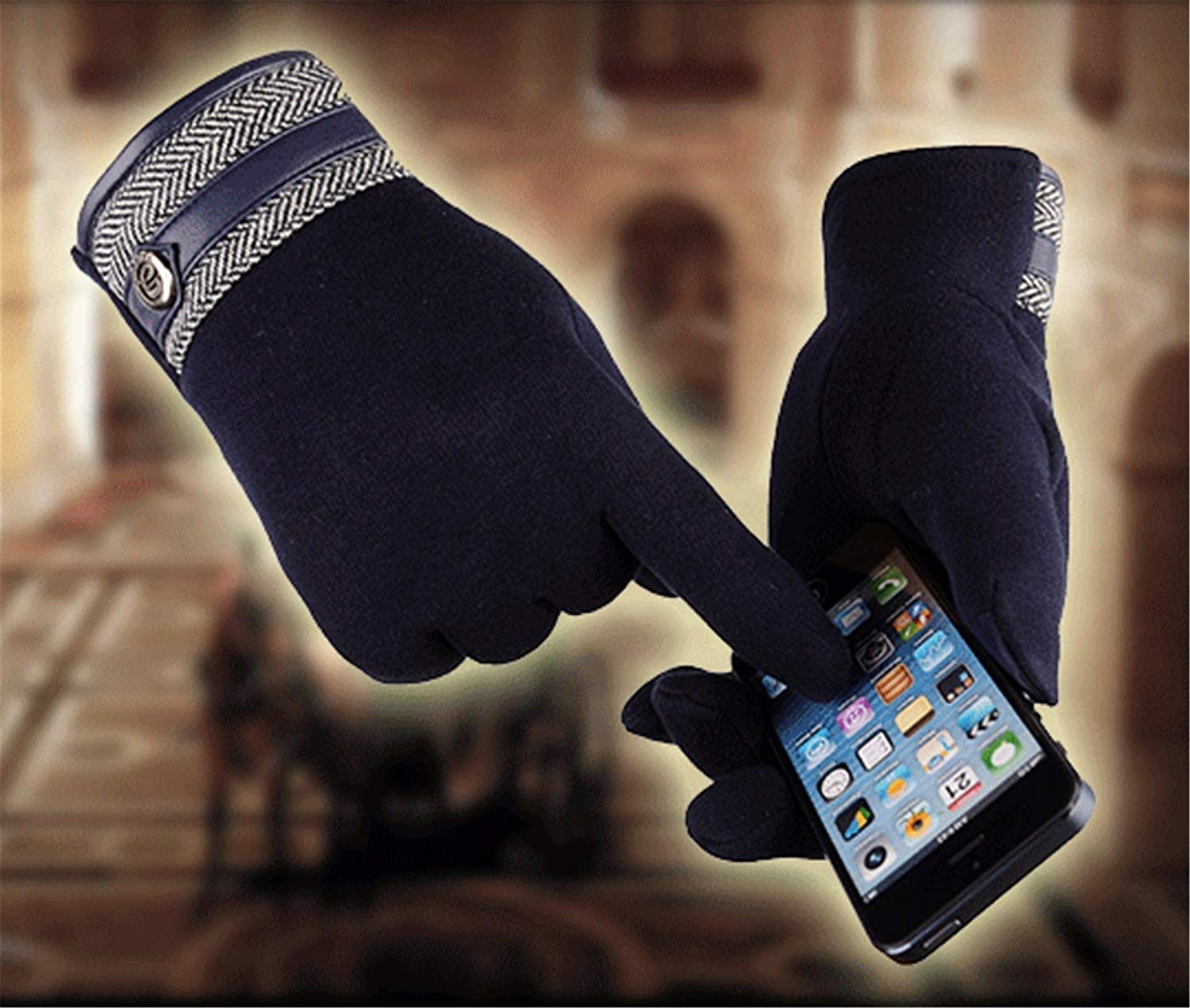 Guantes Suaves De Invierno Hombres Conducción Para Táctil Pantalla Guantes Térmicos Con Forro De Terciopelo Cálido