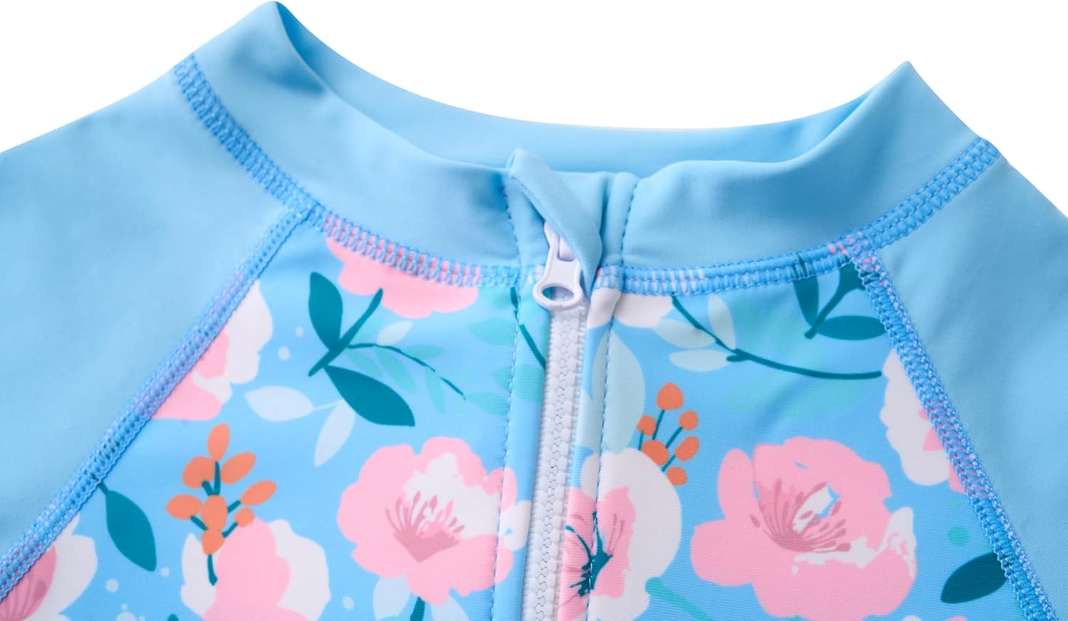 Girls Long Sleeve Rash Guard Swimsuits Zipper Bathing Suits - Image 3