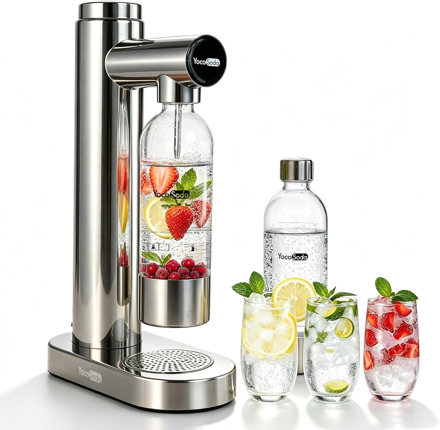 Stainless Steel Soda Maker for Home Carbonated Water Machine | 34oz BPA Free PET Water Bottle Included Carbonated Fits Screw-In CO₂ Cylinders (Not Included) Home Sparkling Water Maker