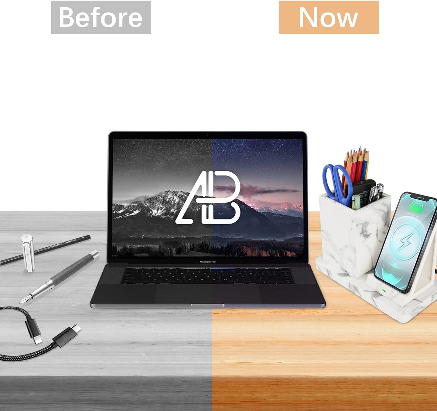 Lіmіtеd Stосk GORESE Wireless Charging Pen Holder, Fast Wireless Charging Desk Organizer for iPhone 12/11/11 Pro/XS MAX/XR/XS/8 and Galaxy S20/S20+/S10, Wireless Charging Stand with Photo Frame(Marble Pattern) Gеt Sресіаl Prісе GORESE Wireless Charging Pen Holder, Fast Wireless Charging Desk Organizer for iPhone 12/11/11 Pro/XS MAX/XR/XS/8 and Galaxy S20/S20+/S10, Wireless Charging Stand with Photo Frame(Marble Pattern)