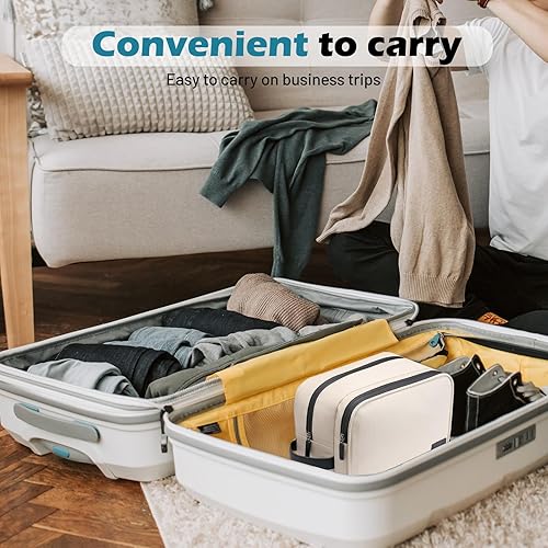 Miniatura 4 de BAGWEN Neceser de viaje resistente al agua para hombres y mujeres, kit Dopp piel sintética, bolsa de afeitar para artículos de aseo de tamaño de