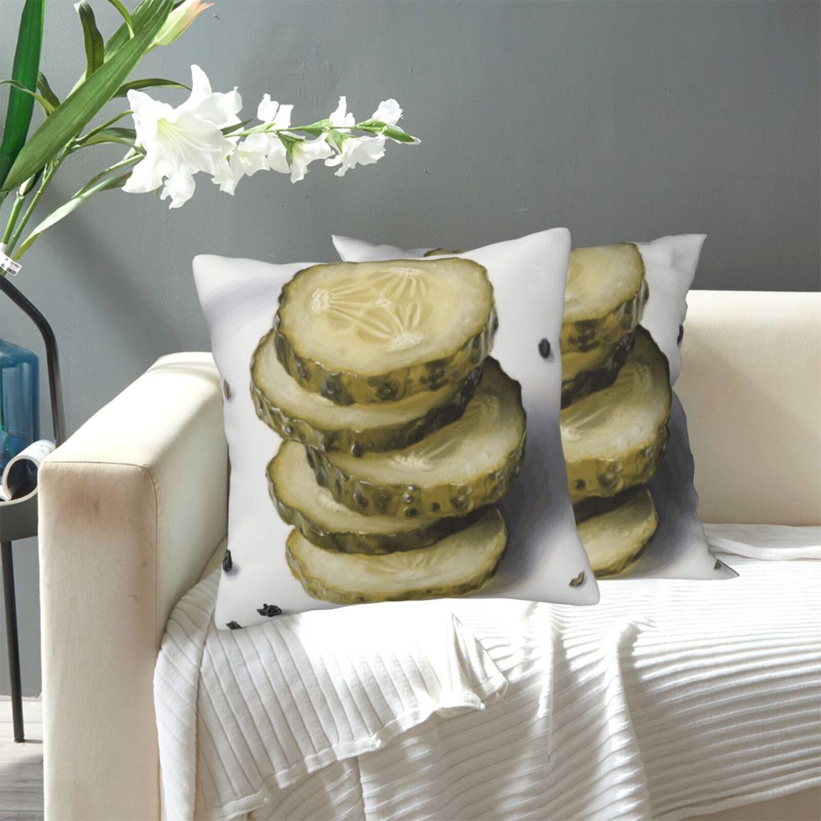 FekiLoot Decorative Throw Pillow Covers Modern Farmhouse Pillowcase Double Sided Cozy Cushion Cover for Sofa Couch Bed 18"X18" Pickle