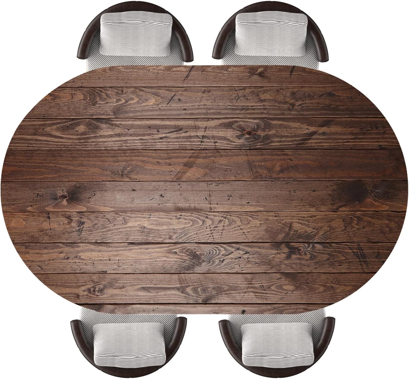 Oval Fitted Tablecloth Rustic Aged Wooden Texture Background Elastic Edged Waterproof Wipeable Table Cover for Dining Birthday Party Patio Decor, Fits 48"x68" Oval Tables, Style112