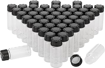 100 pcs 10 ml Glass Vials with Caps,1/3 oz Clear Glass Sample Vials, Mini Empty Lab Sampling Glass Bottles