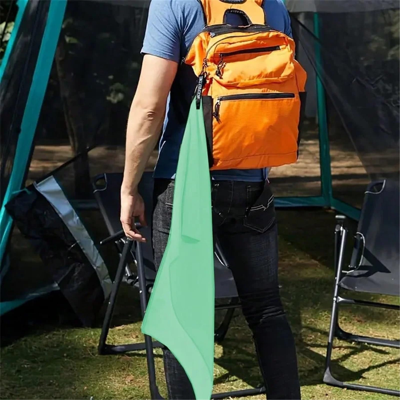 Sporthandtuch 2 Stück Outdoor-Sport-Handtücher, schnelltrocknend, schweißabsorbierend, weich, Mikrofaser-Strandtücher(Orange,40x80cm 80x180cm)