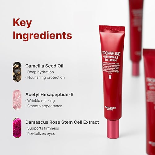 Miniatura 3 de TROIAREUKE Crema para ojos antiarrugas, crema reafirmante intensiva antienvejecimiento para cara y cuello | Hidratante con infusión de rosas