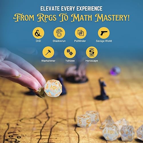 Miniatura 3 de Dice Goblin Anonymous DND - Juego de 7 dados poliédricos de resina de borde afilado para Calabozos y Dragones con bolsa de dados  bandeja y