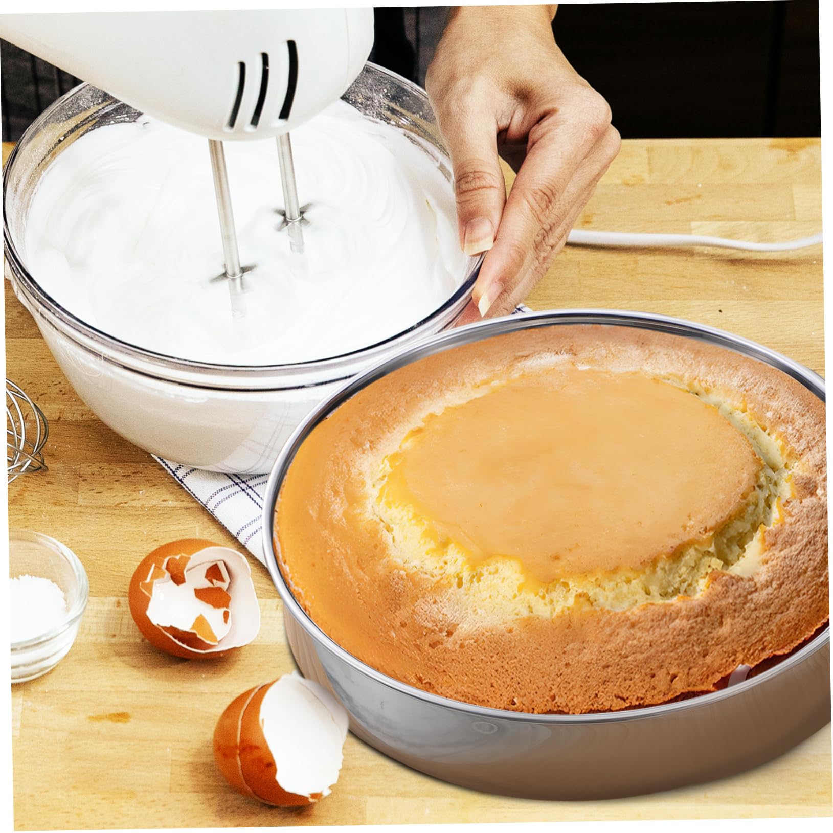 Juego de 2 moldes redondos de acero inoxidable duraderos y de distribución del calor para hornear antiadherentes, ideales para pasteles, postres y pasteles