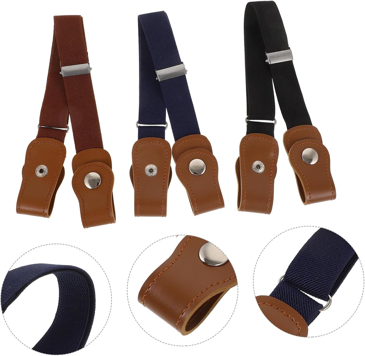 Didiseaon 3pcs Boys Girls Elastic Belts Boys and Girls Snap Belt School Uniforms