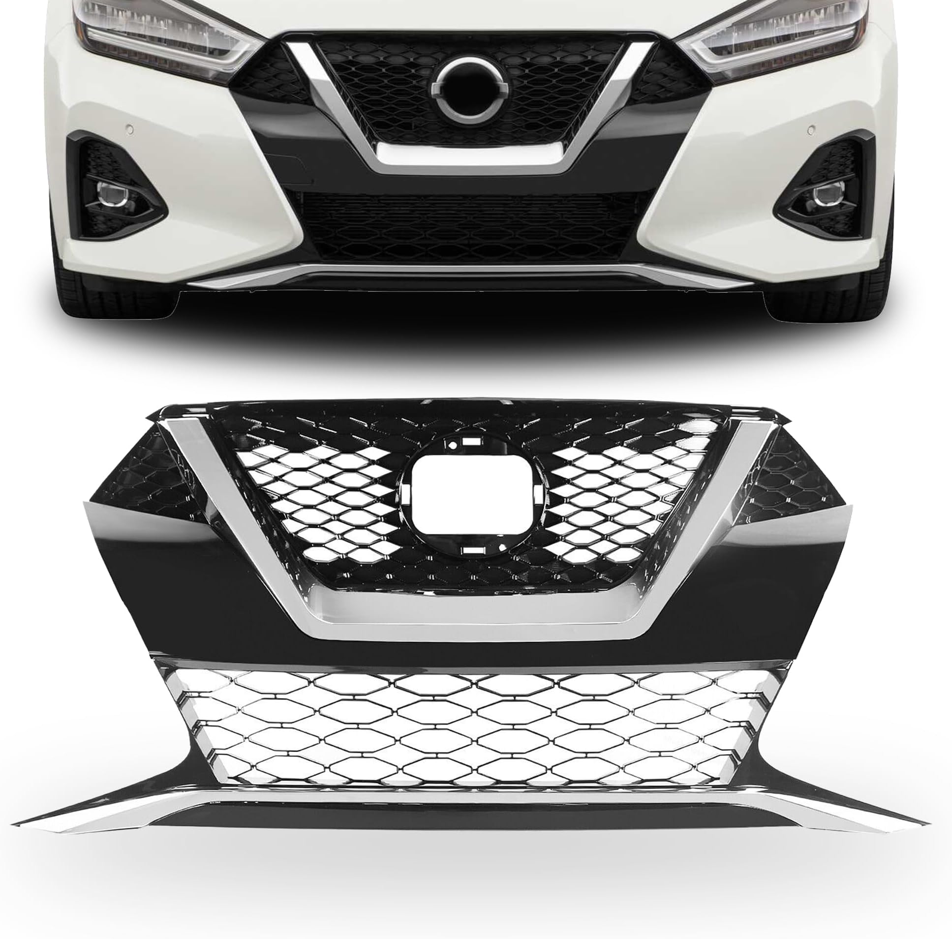Partsflow Front Bumper Grille Assembly For 2019-2021 Nissan Maxima 62310-9DJ0A