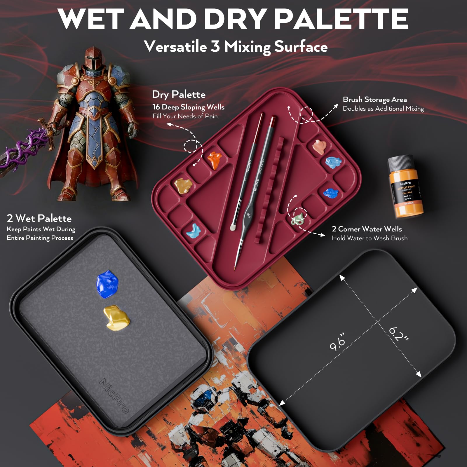 Miniature Painting Kit: Wet Palette & Brushes -4