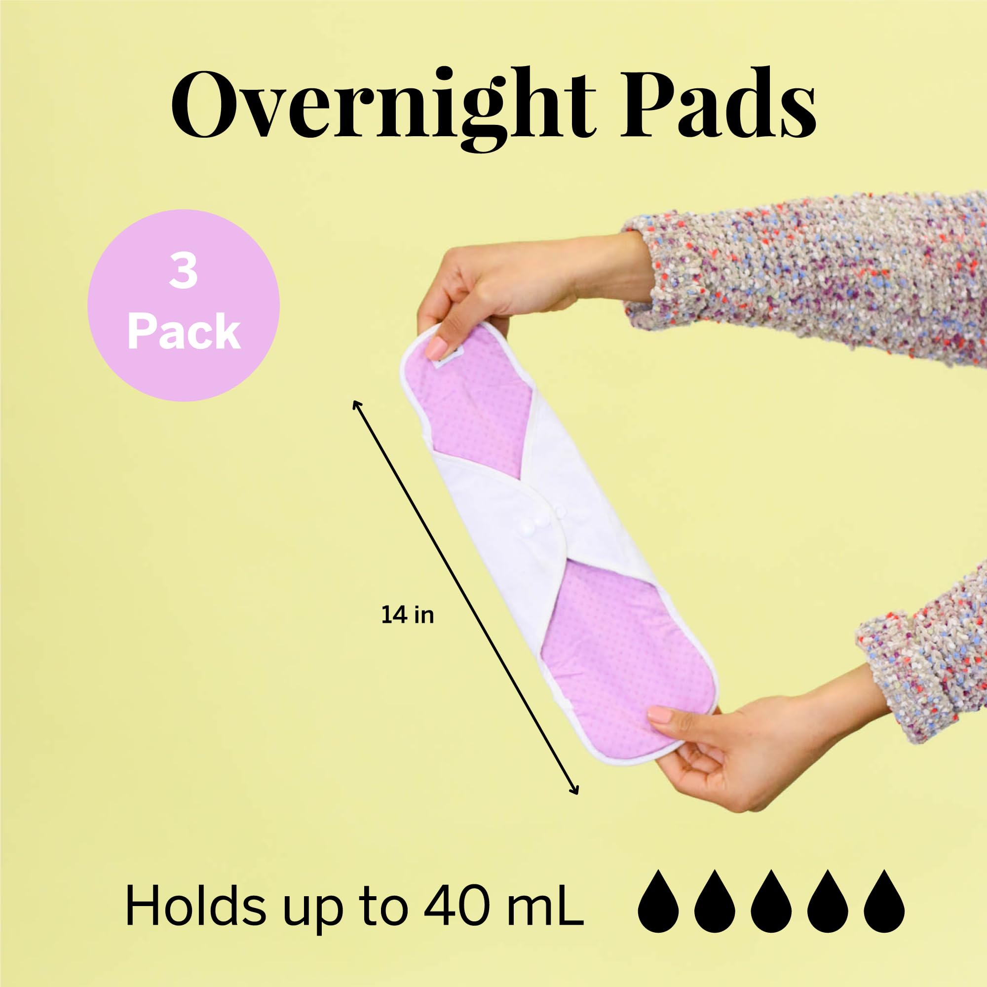 Pixie Pads – Clasificado 1 para la mayoría de almohadillas menstruales reutilizables – Incluye bolsa húmeda de tela para forros de bragas (durante la noche)