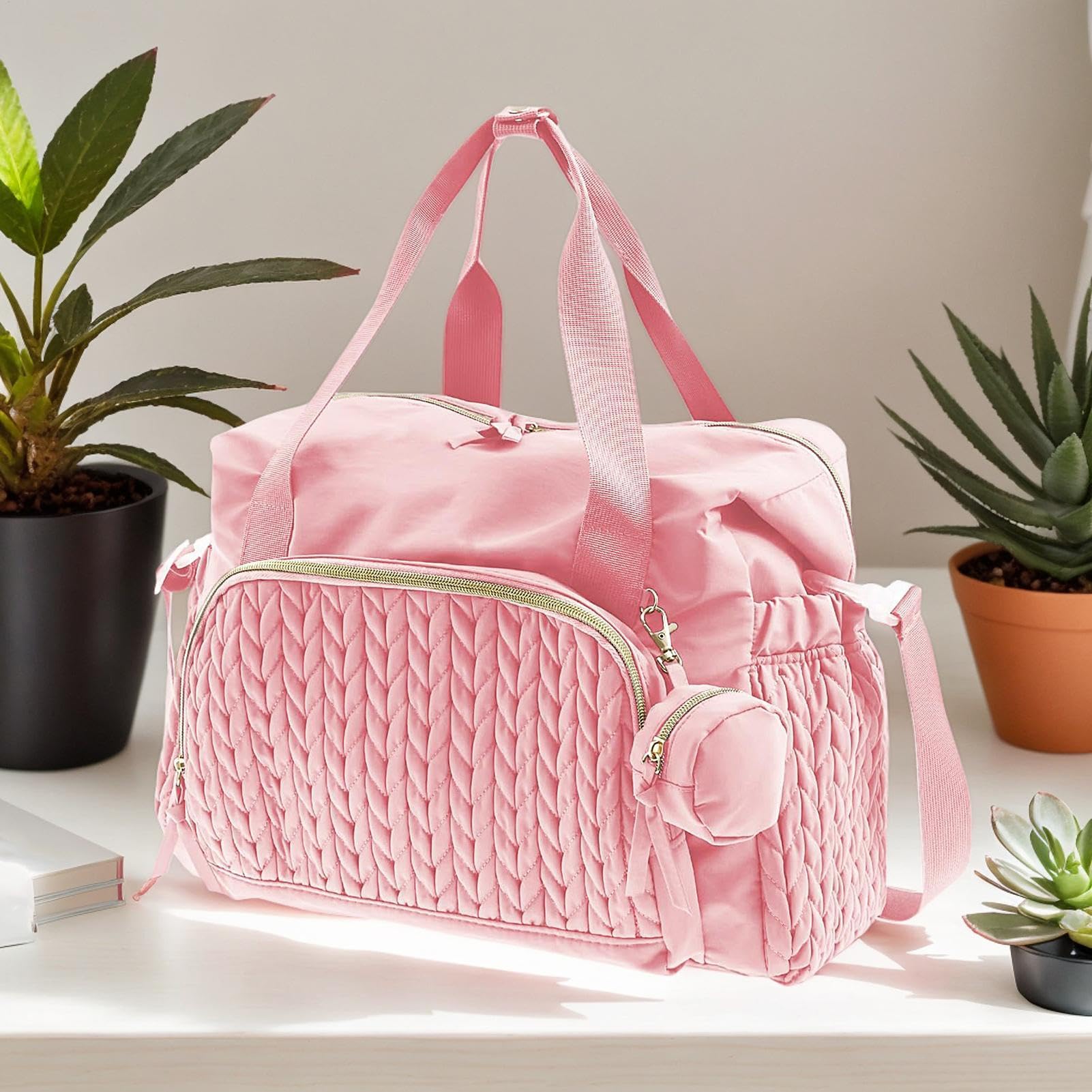 Bolsa de pañales genérica, bolsa de pañales de gran capacidad, 17,72 x 9,06 x 11,81 pulgadas Adorable Multifunctional Bags, reutilizables Travel Accessories, Child Supplies for Home, rosa, Se