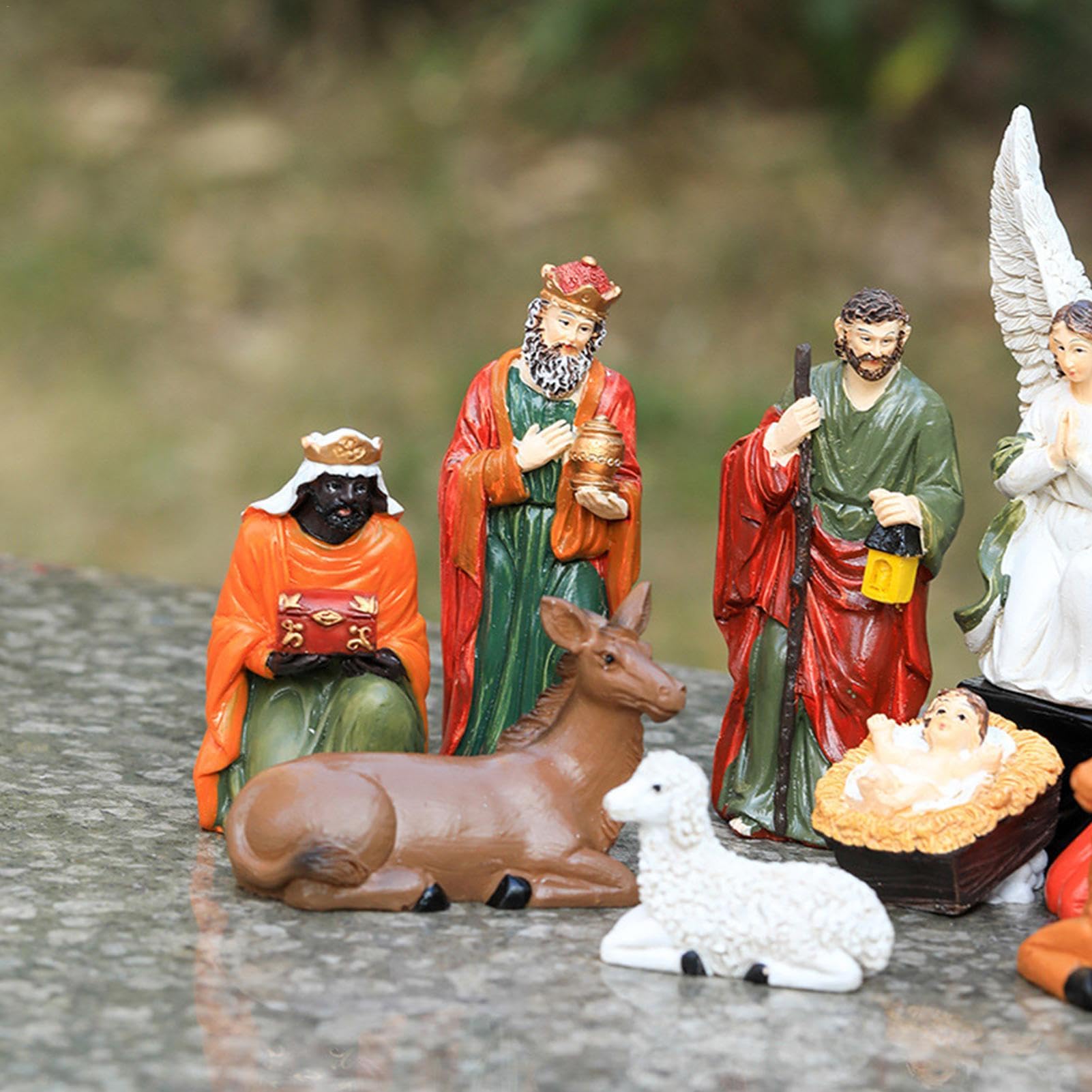 Figurka Świętej Rodziny, zestaw figurek z żywicy, 10 x zestaw | figurek scen stołowych, szopka bożonarodzeniowa, artykuły kolekcjonerskie, miniatury, dekoracyjne akcesoria rzemieślnicze