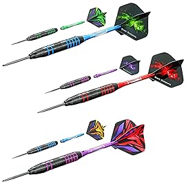 WINSDART Darts Metal Tip Set Professional Metal Darts for Dartboard Steel Tip Darts with Nonslip Iron Barrel Aluminum Dart Shafts,Extra Flights,Dart Sharpener,Gift Box