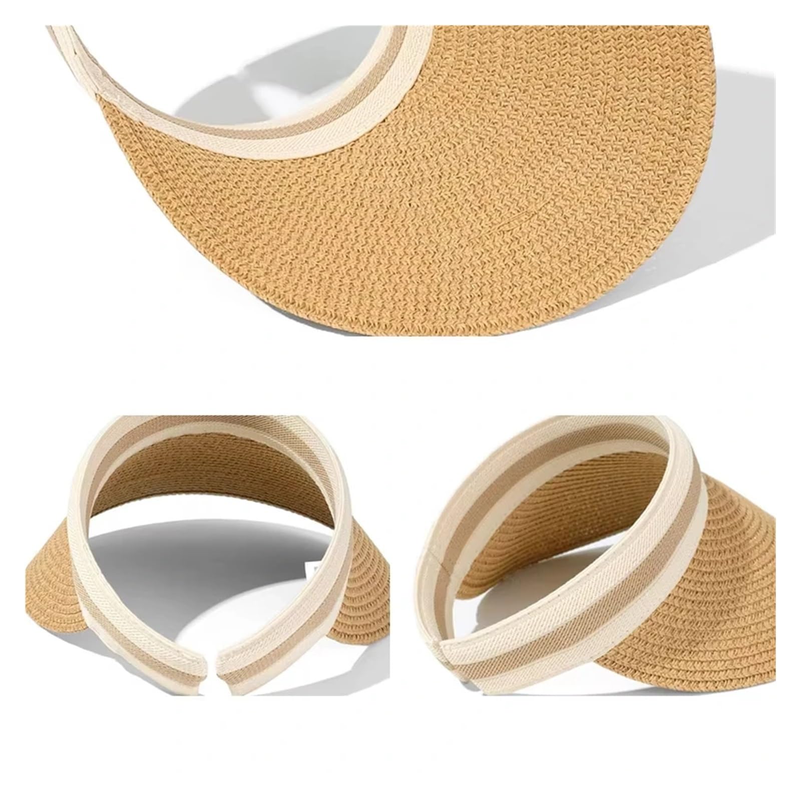 Visiera Estiva in Paglia da Donna - Cappello a Corona Aperta a Tesa Larga for la Spiaggia e l'ombra all'aperto