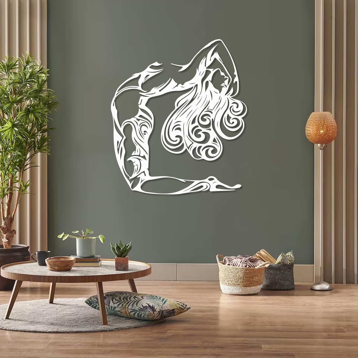 Sexy Women Metal Line Art, Metal Woman Tree Wall Art, Tree