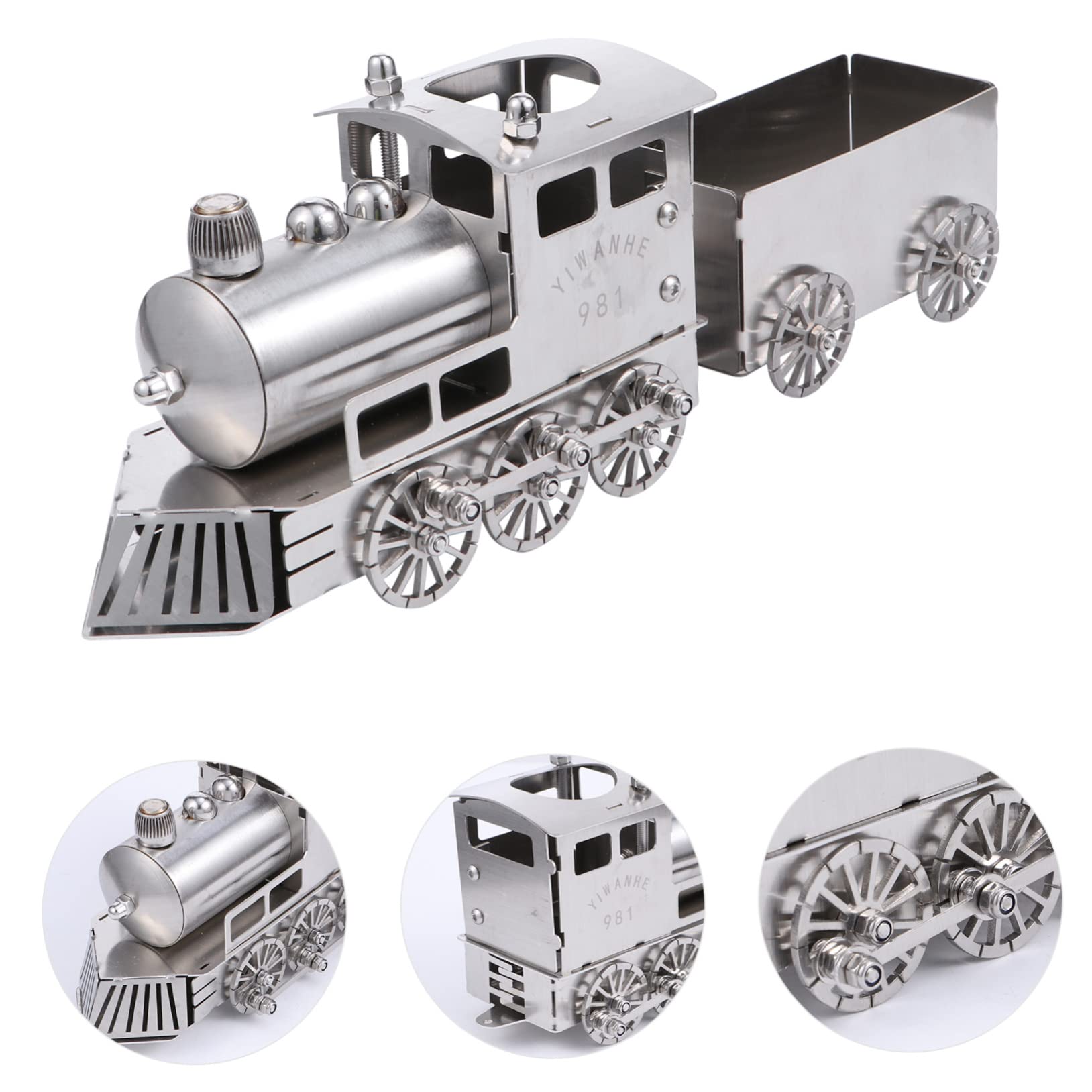 Modelo de Tren de Vapor Clásico de Acero Inoxidable para Decoración de Escritorio, Resistente a Golpes y Desgaste, Estilo Retro y Lujo para Mesa